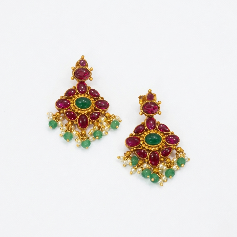 Diya Traditional Addigai & Earrings Set