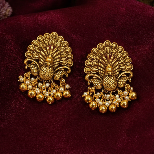 Peacock Temple Earrings