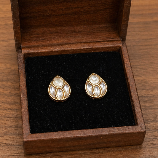 White Kundan Earrings