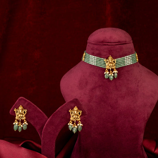 Eshaan Lord Ganesha Choker & Earrings Set
