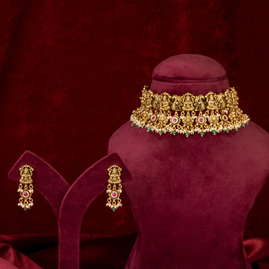 Manasvi Goddess Lakshmi Choker & Earrings Set