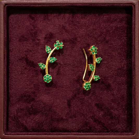 Green Flower Earcuff