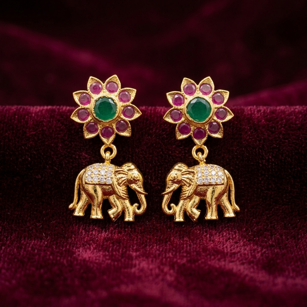 Flower Elephant Earrings