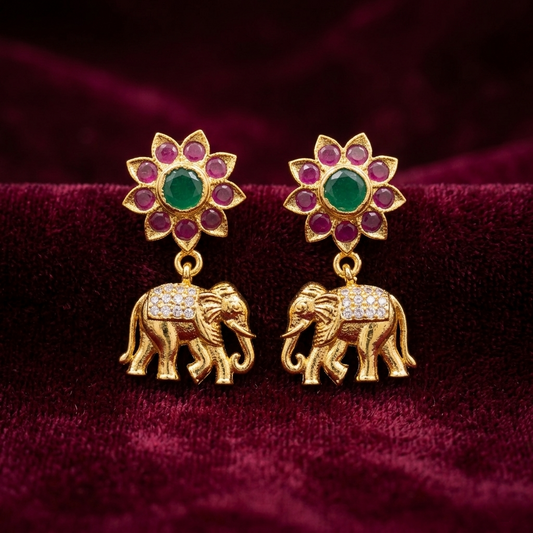 Flower Elephant Earrings