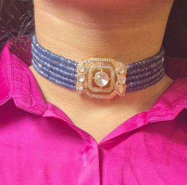 Blue Glow Moissanite Choker