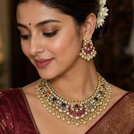 Riyaa Moissanite Necklace & Earrings set