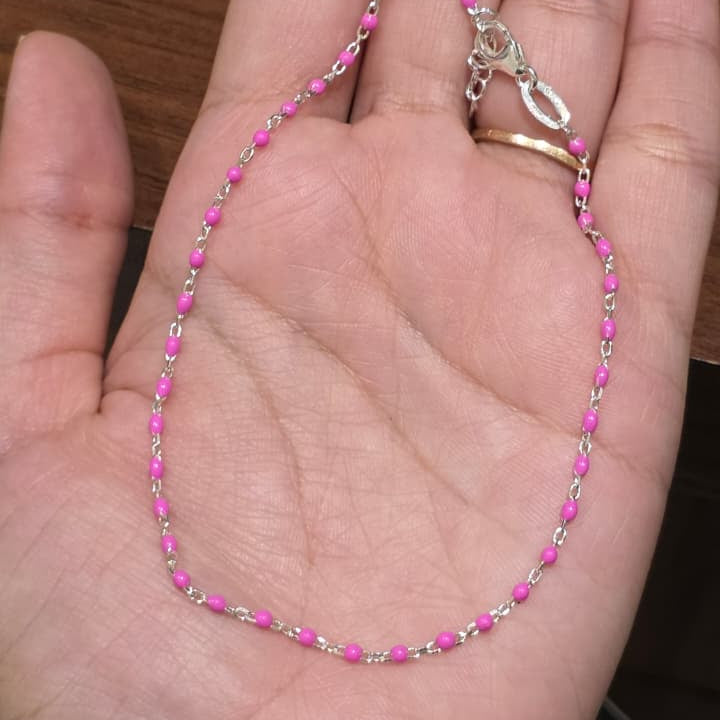 Pink Beads Single Leg Anklet