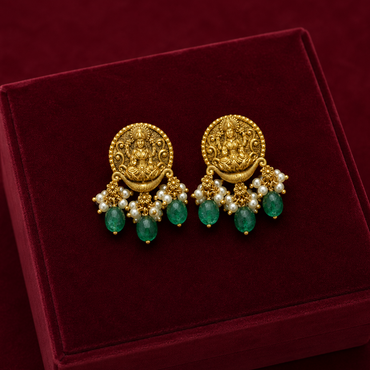 Goddess Lakshmi Green Earrings