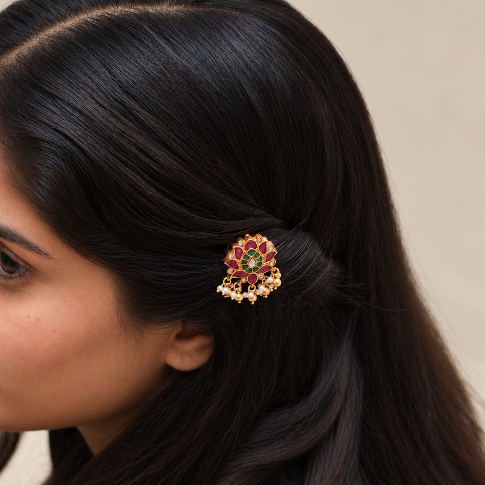 Lotus Swaya Hairpin + Pendant