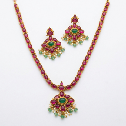 Diya Traditional Addigai & Earrings Set