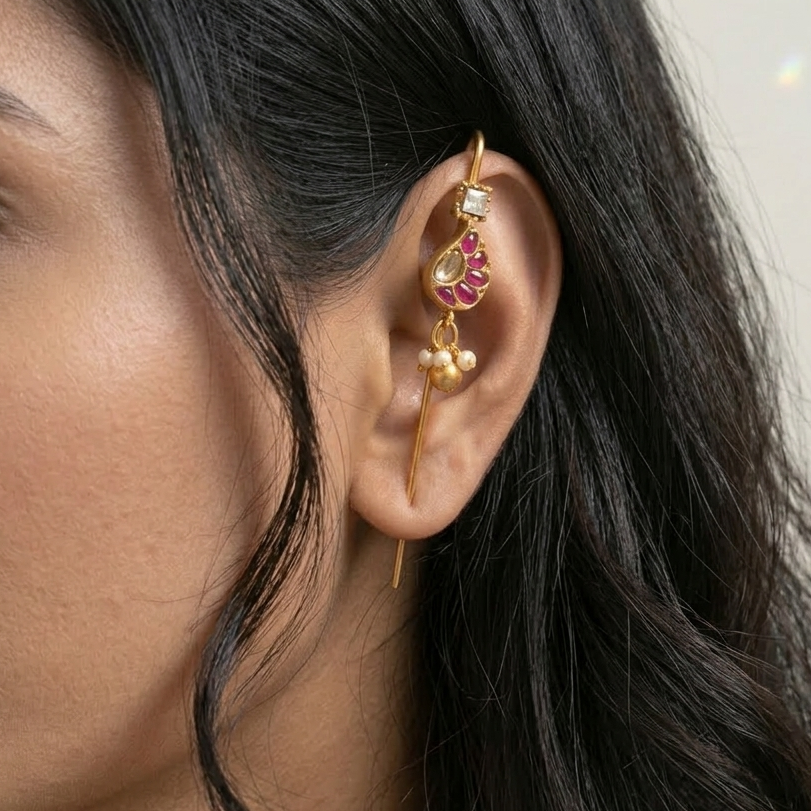 Kaya Kundan Needle Earcuff