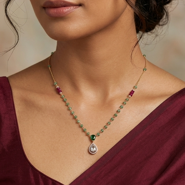 Green Pretty Moissanite Necklace