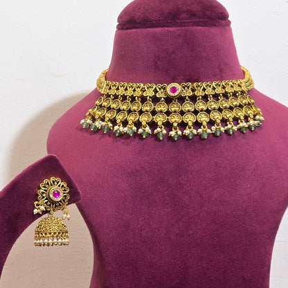 Dhikthi Temple Necklace & Earrings Set