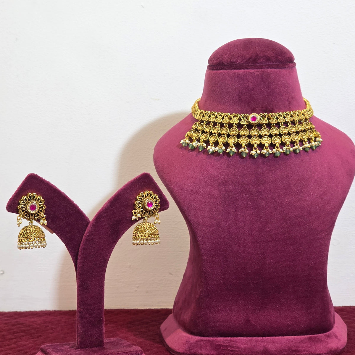 Dhikthi Temple Necklace & Earrings Set