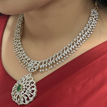 Peacock CZ Necklace & Earrings Set