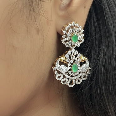 Peacock CZ Necklace & Earrings Set