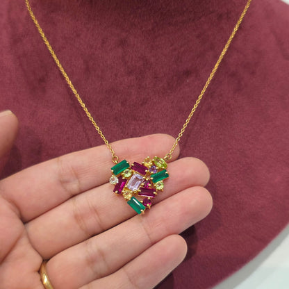Multicolor Heart Pendant Chain