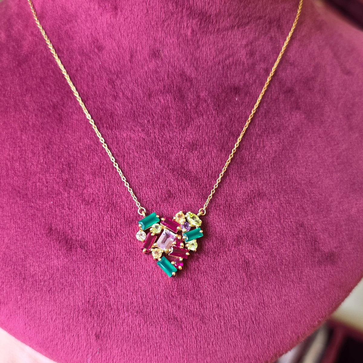 Multicolor Heart Pendant Chain