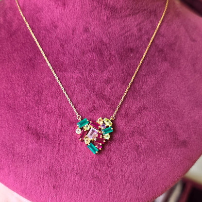 Multicolor Heart Pendant Chain