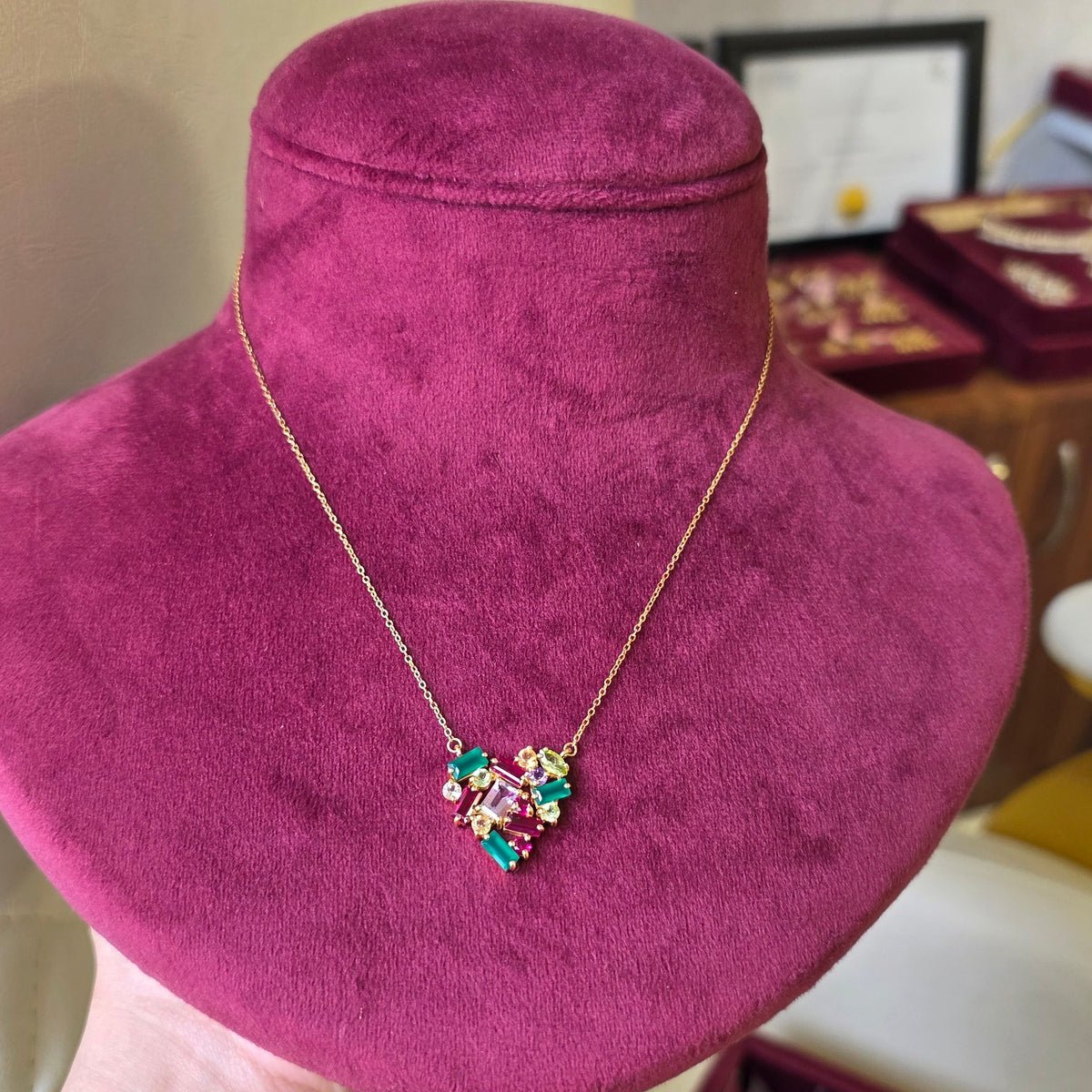 Multicolor Heart Pendant Chain