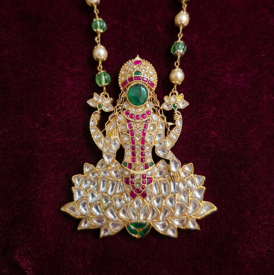 Lakshmi Green Kundan Necklace