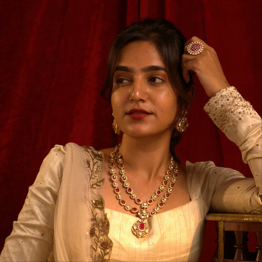 Sajna Victorian Long Necklace & Earrings Set