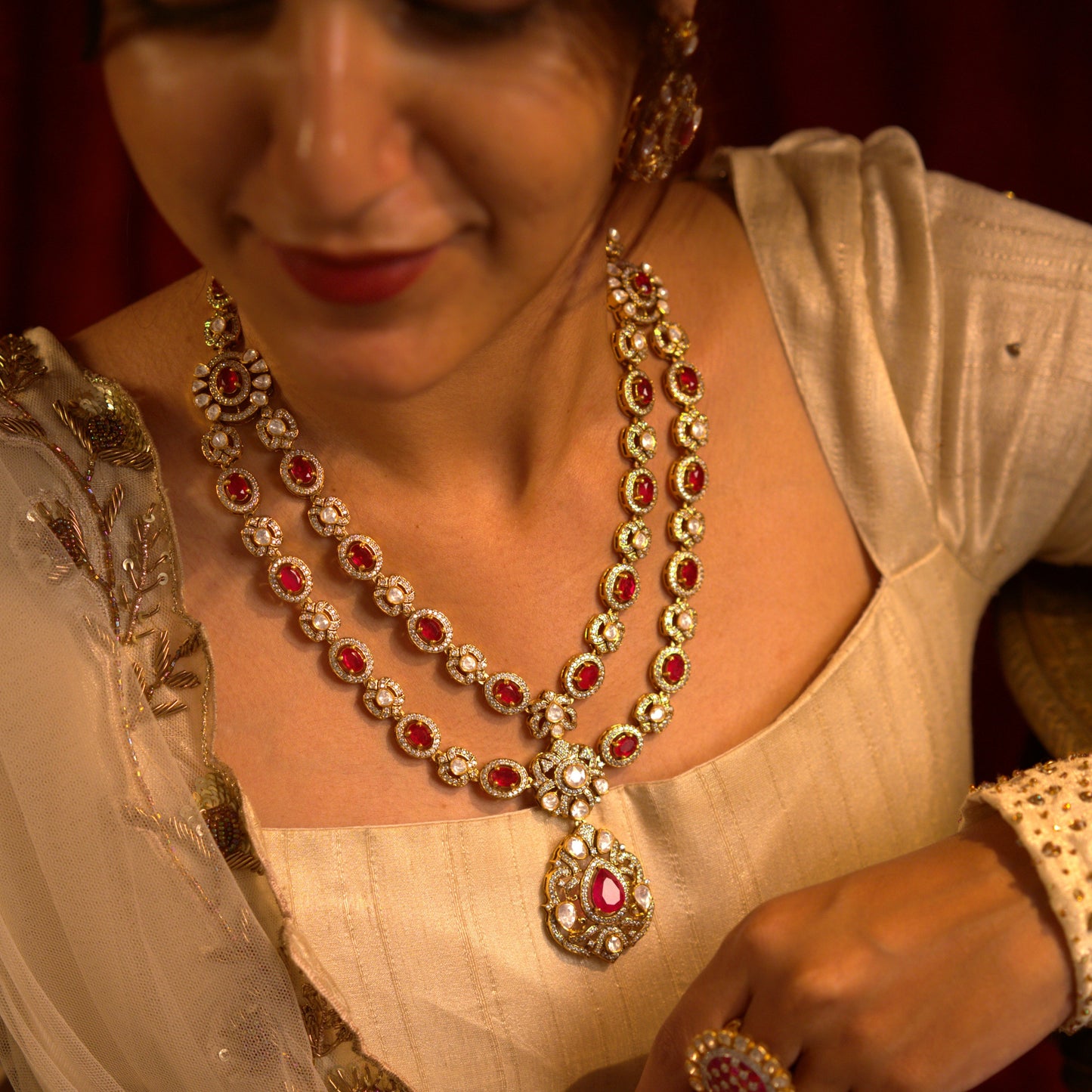 Sajna Victorian Long Necklace & Earrings Set