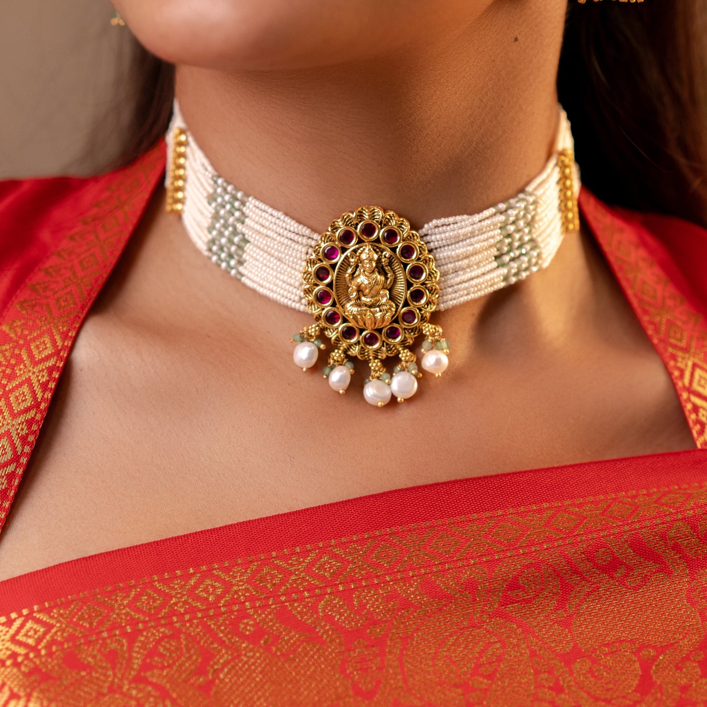 Mekha Pearl Choker & Earrings Set