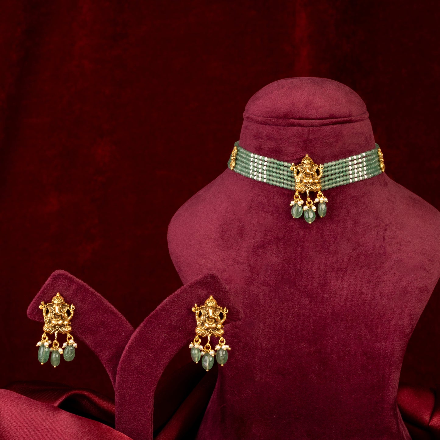 Eshaan Lord Ganesha Choker & Earrings Set