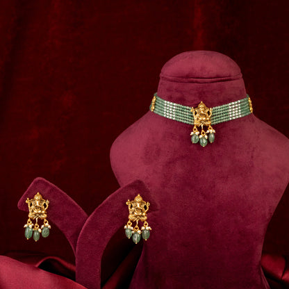 Eshaan Lord Ganesha Choker & Earrings Set