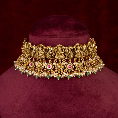 Manasvi Goddess Lakshmi Choker & Earrings Set