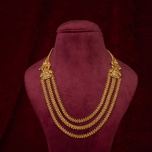 Vikara Three Layer Long Temple Necklace