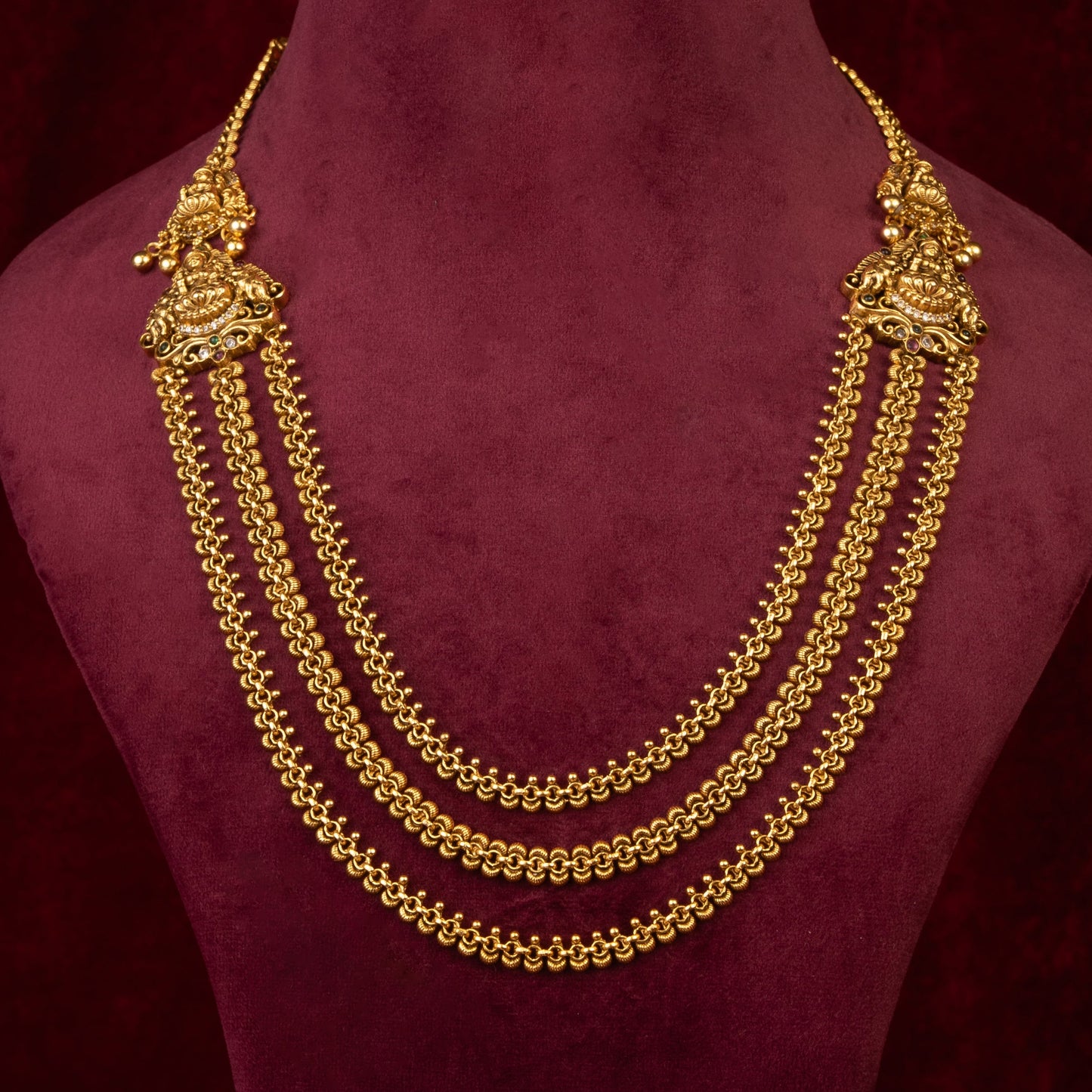 Vikara Three Layer Long Temple Necklace