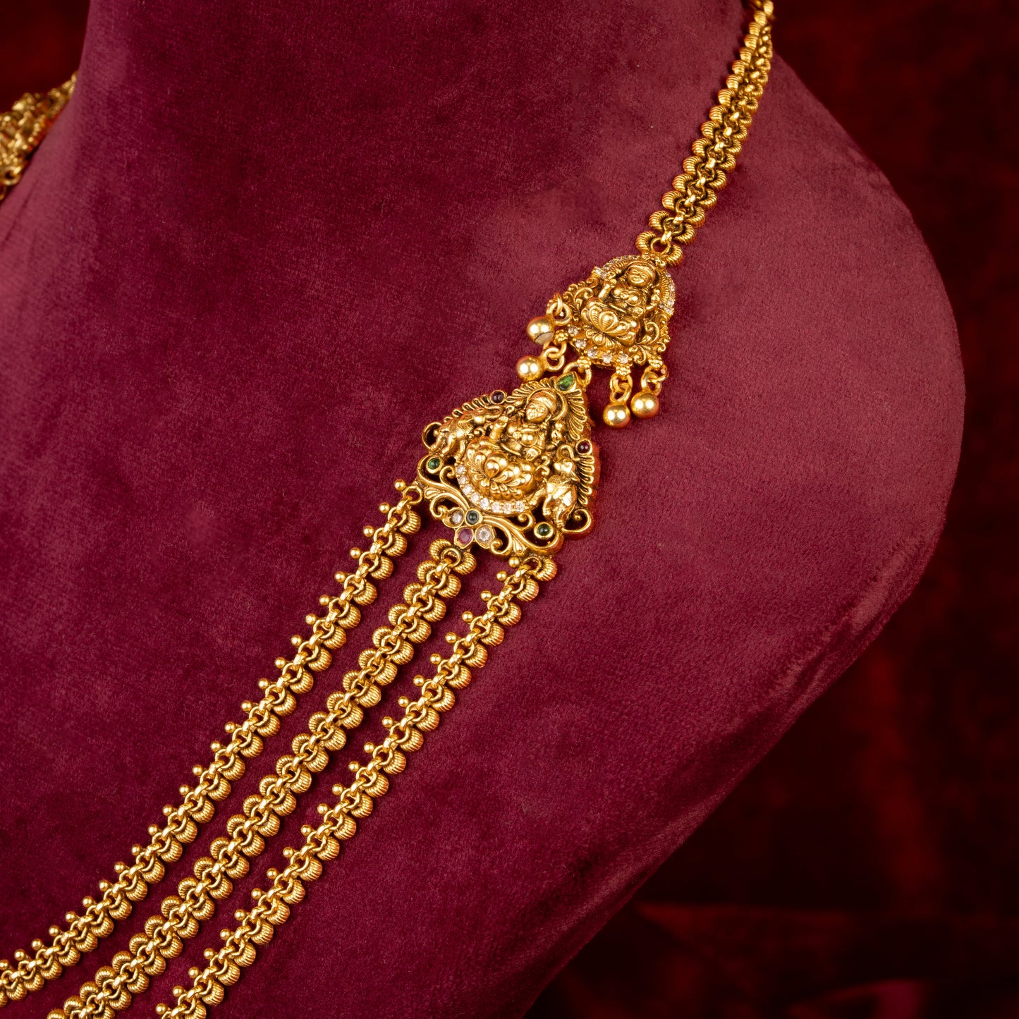 Vikara Three Layer Long Temple Necklace