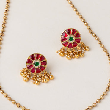 Swarna Ruby Necklace & Earrings Set