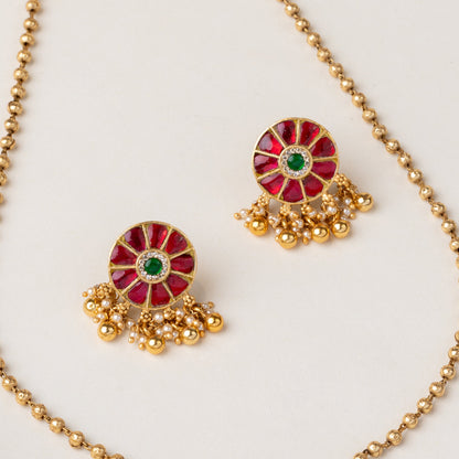 Swarna Ruby Necklace & Earrings Set