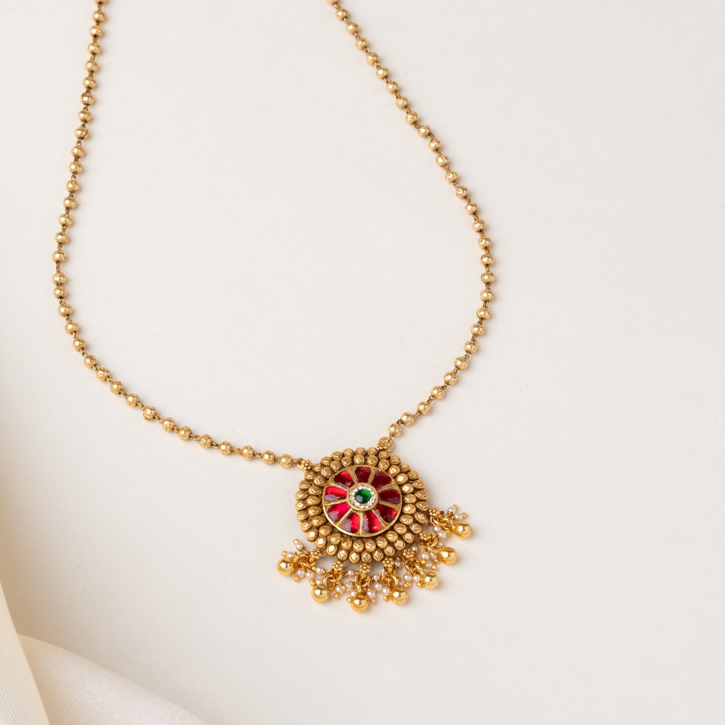 Swarna Ruby Necklace & Earrings Set