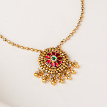 Swarna Ruby Necklace & Earrings Set