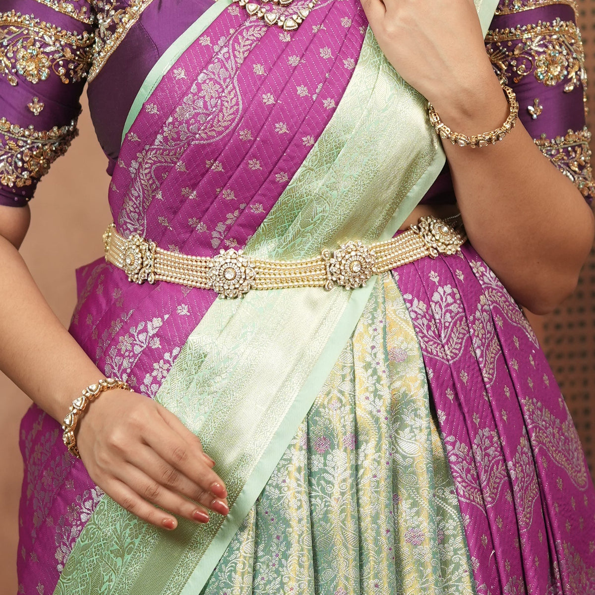 Sriyaa Moissanite Pearl Hipchain