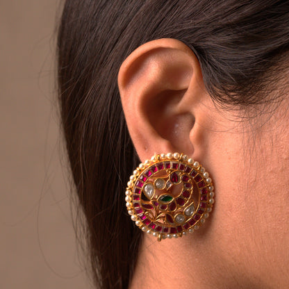 Nirupa Peacock Kundan Stud