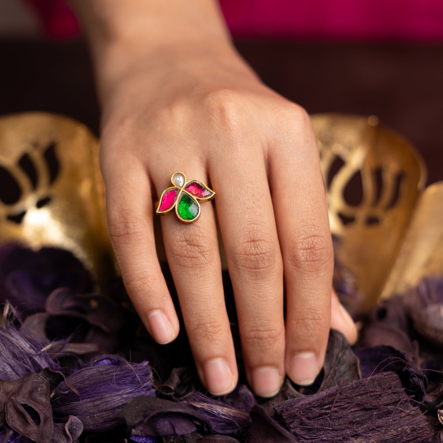 Vriksha Kundan Ring