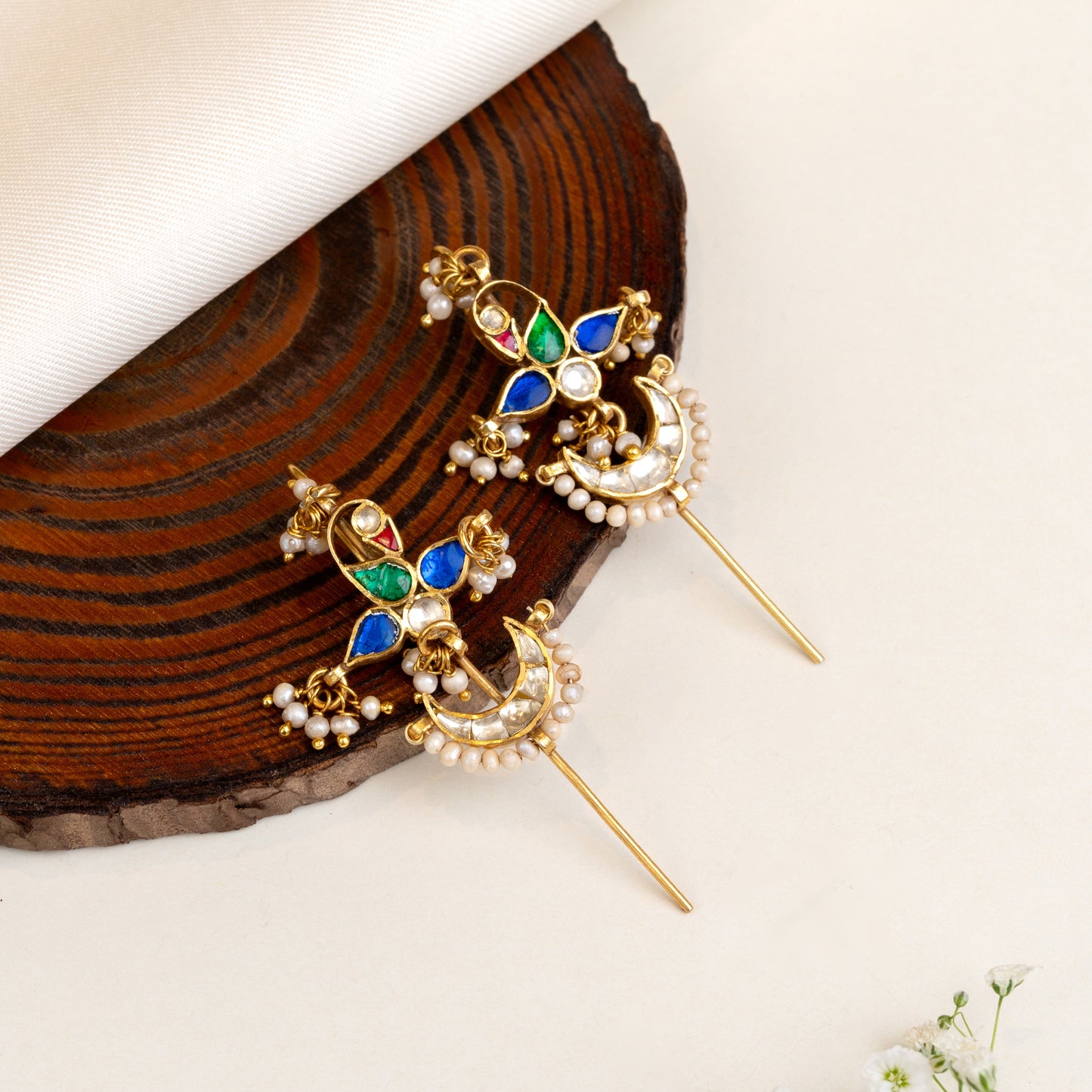 Mrinali Peacock Needle Earcuff