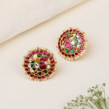 Nirupa Peacock Kundan Stud