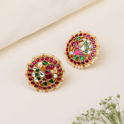 Nirupa Peacock Kundan Stud