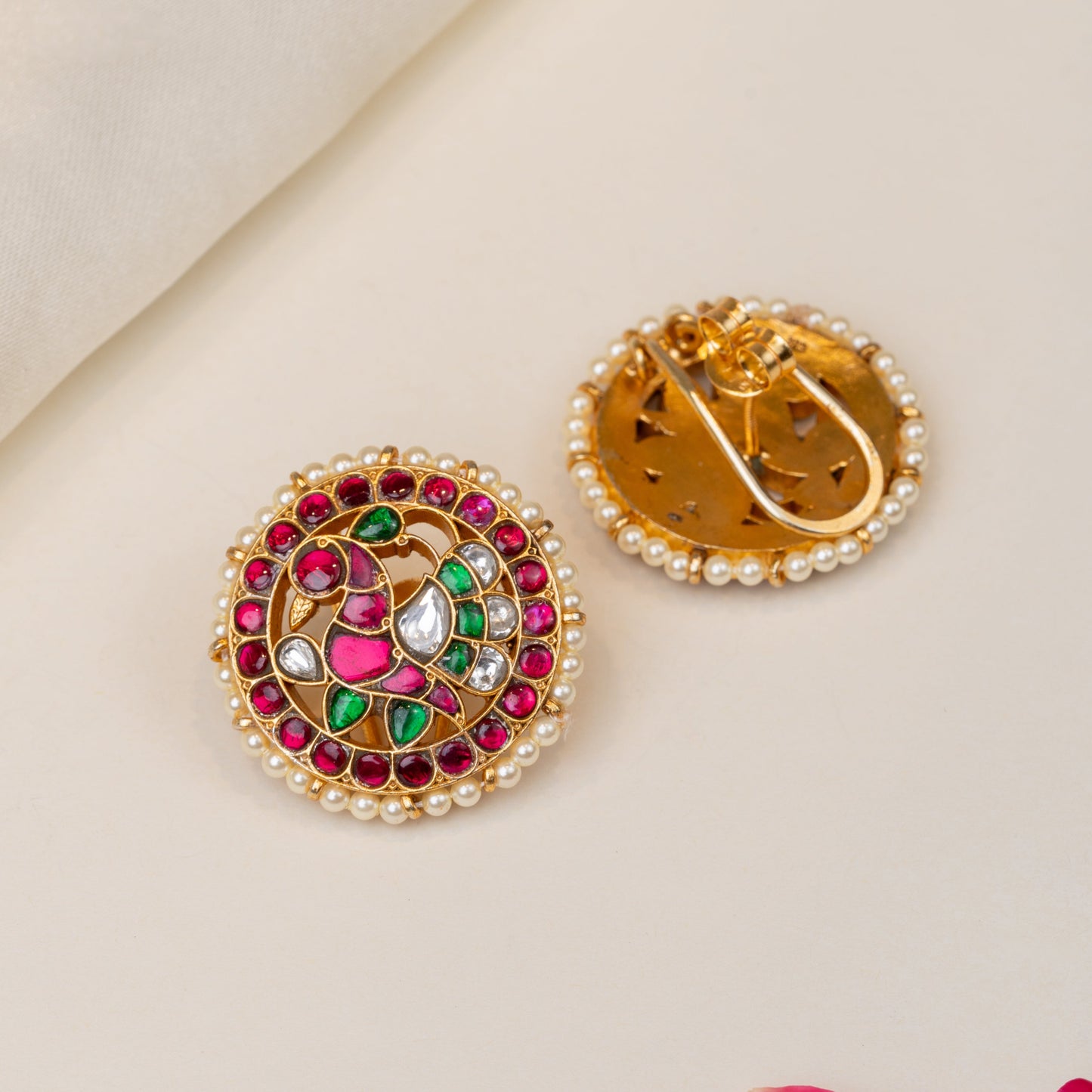 Nirupa Peacock Kundan Stud
