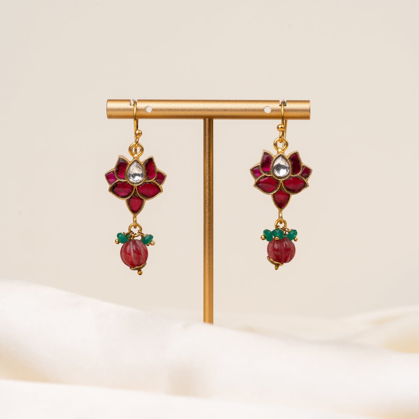 Jeevika Lotus Hook Earrings