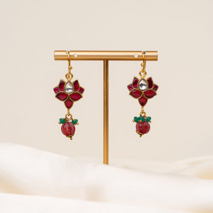 Jeevika Lotus Hook Earrings