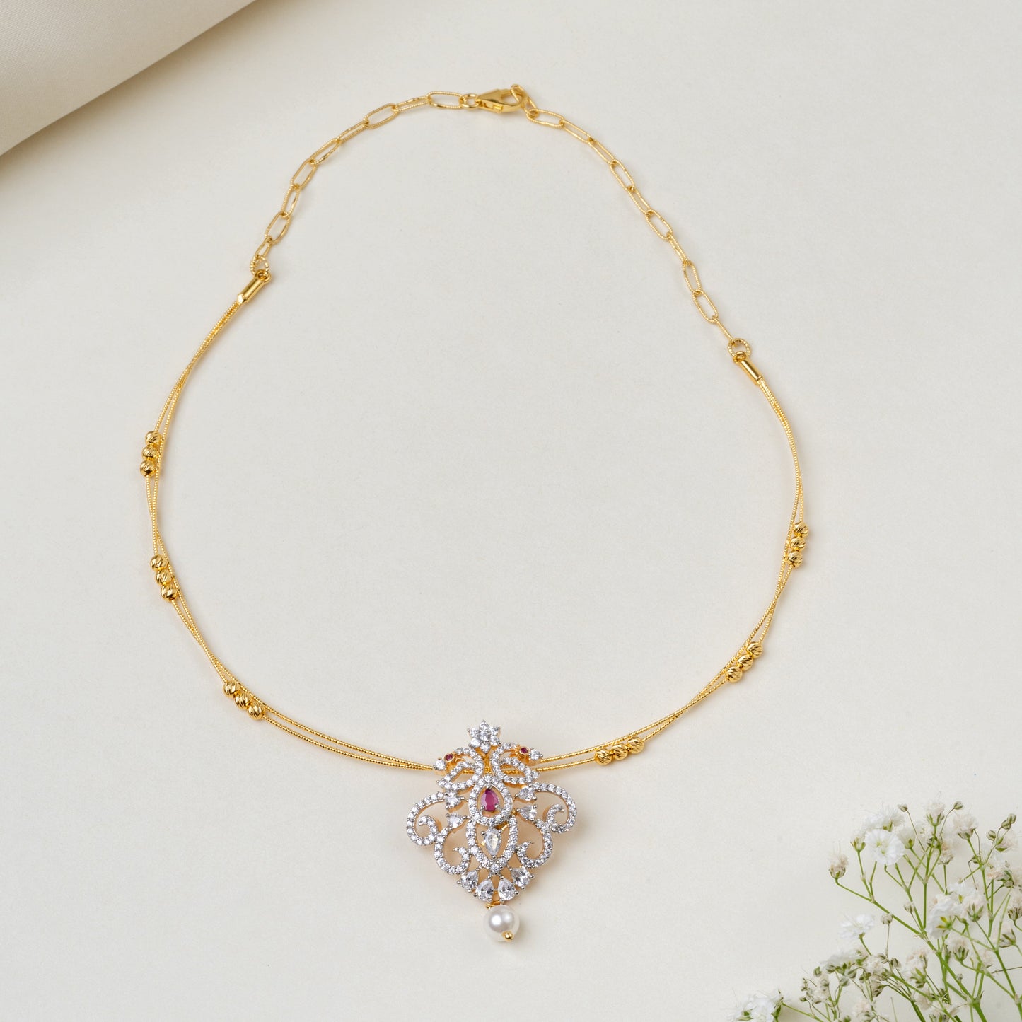 Samra CZ Kante Necklace