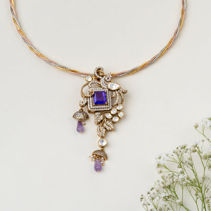 Tiya Peacock Kante Necklace Set