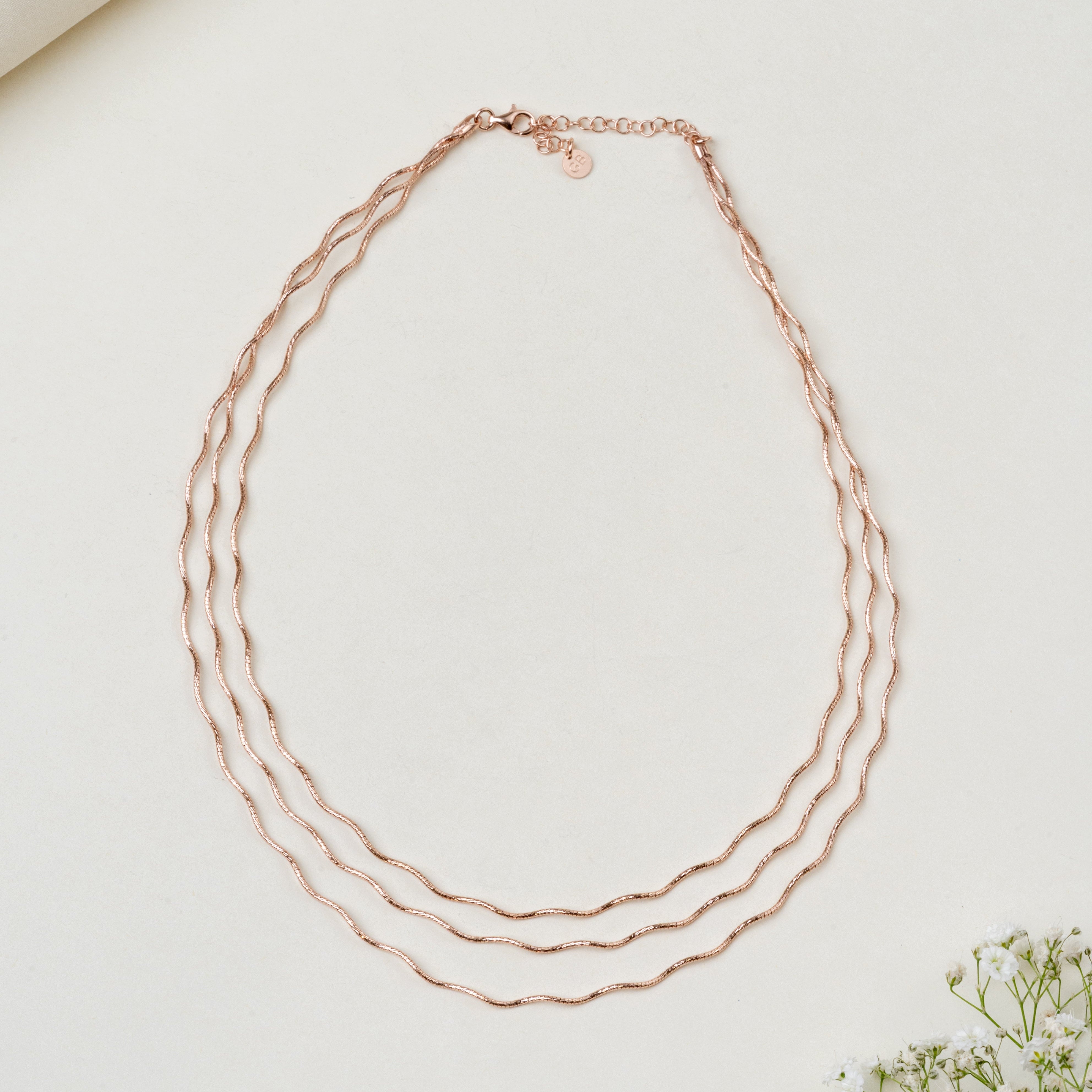 Three Layer Rose Gold Omega Chain – TARANGI JEWELS